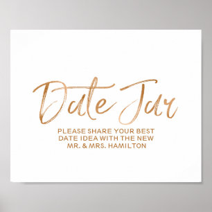 Affiches Mariage Date Jar 8x10 Style Rose Gold Sign