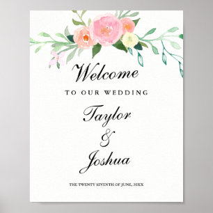 Affiches Mariage de bienvenue Fleur sauvage d'aquarelle
