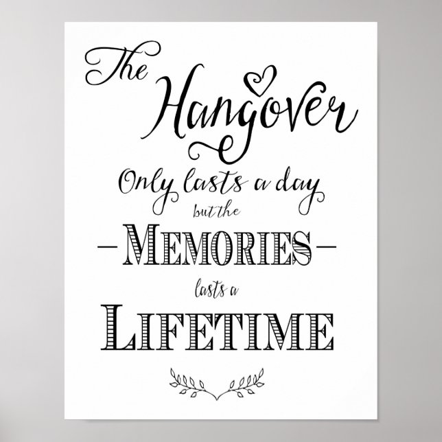 Affiches Mariage de calligraphie moderne Hangover Imprimer (Devant)
