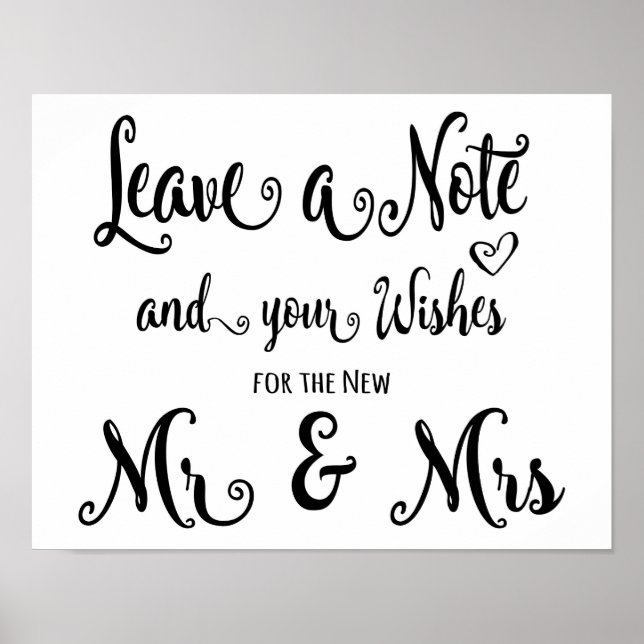 Affiches Mariage de calligraphie moderne laisser une note i (Devant)