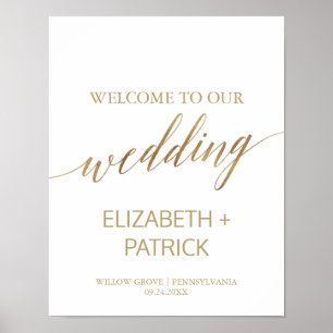 Affiches Mariage de calligraphie or élégant