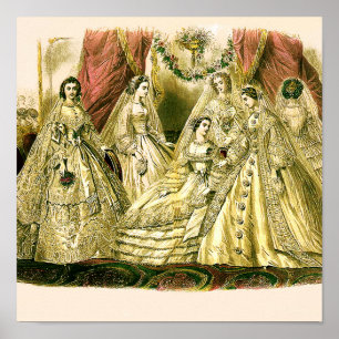 Affiches Mariage de mariée vintage blanc antique