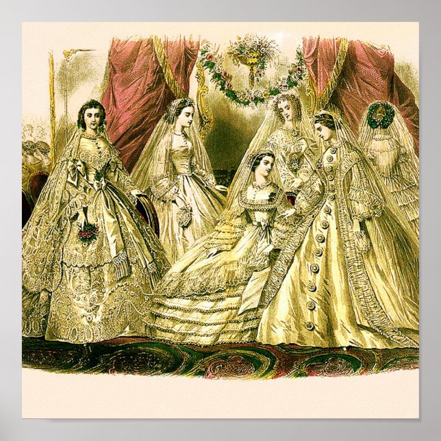 Affiches Mariage de mariée vintage blanc antique (Devant)