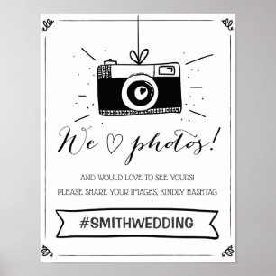 Affiches Mariage de médias sociaux, signe de hashtag Photo 