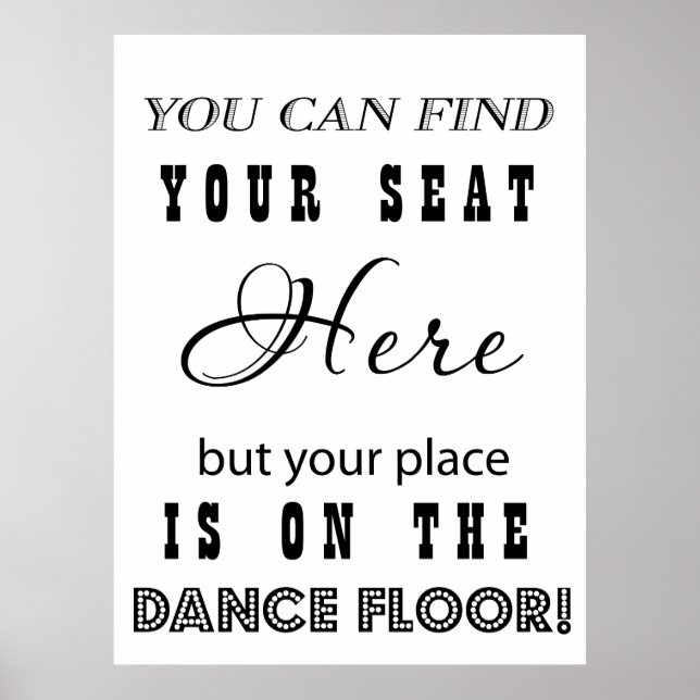 Affiches Mariage de réception Signer des sièges et danser (Devant)