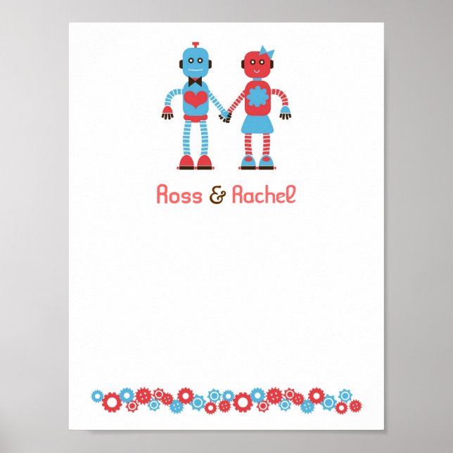Affiches Mariage de thème Robot mignon (Devant)