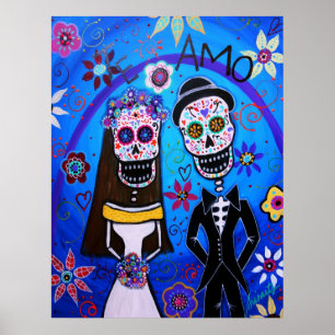 Affiches Mariage Dia de los Muertos Couple