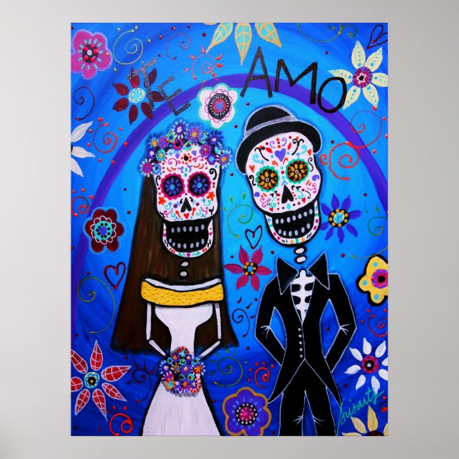 Affiches Mariage Dia de los Muertos Couple (Devant)