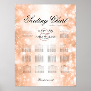 Affiches Mariage Diagramme de siège Rose Gold Shimmer lumiè