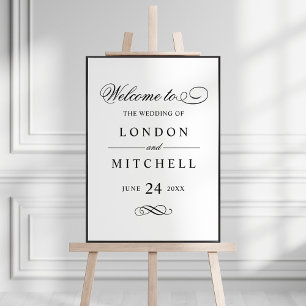 Affiches Mariage Élégant Calligraphie Noire de Bienvenue