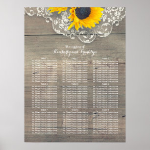 Affiches Mariage en dentelle de tournesol rustique