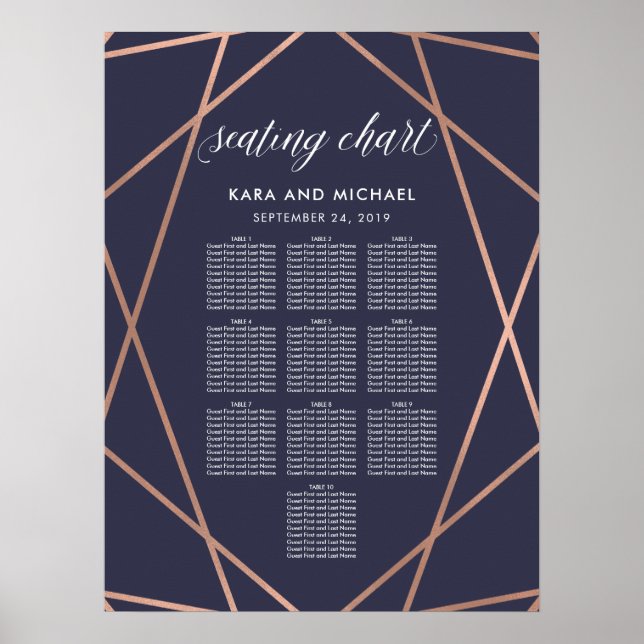 Affiches Mariage en diamant moderne bleu foncé (Devant)