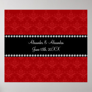 Affiches Mariage en faveur du damas rouge