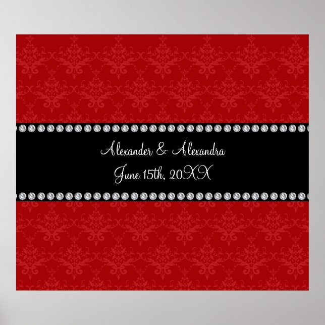 Affiches Mariage en faveur du damas rouge (Devant)