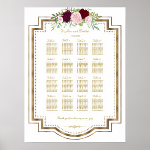 Affiches Mariage en or marsala Floral