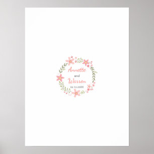 Affiches Mariage Guestbook Signature Board - Flower Wreath