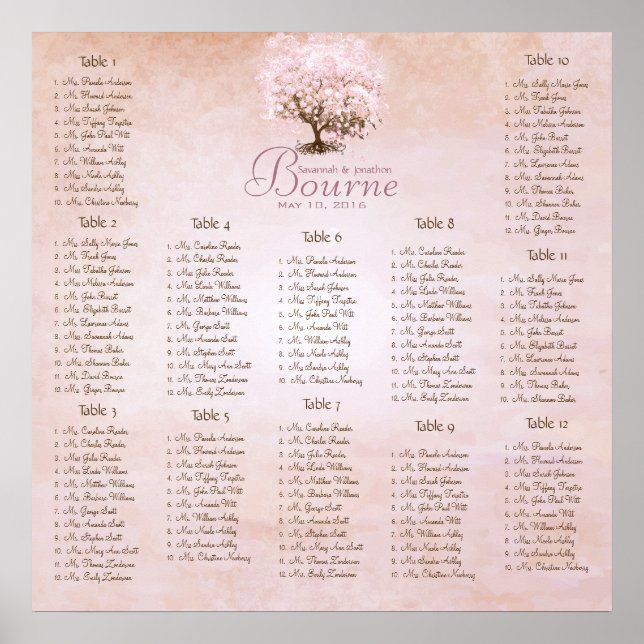 Affiches Mariage Inséparable simple Pink Heart Leaf Tree (Devant)