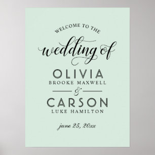 Affiches Mariage moderne à la menthe et au script noir