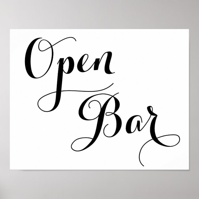 Affiches Mariage Open Bar Signer Noir Et Blanc (Devant)