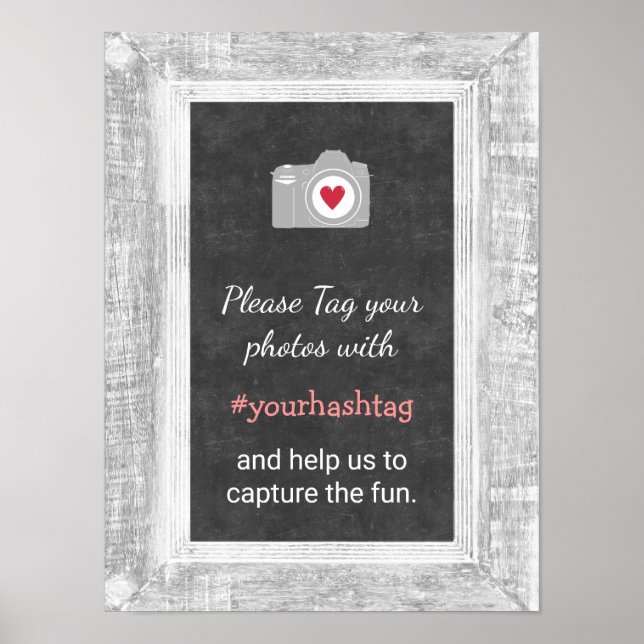 Affiches Mariage Photos Instagram Social Media Hashtag Sign (Devant)