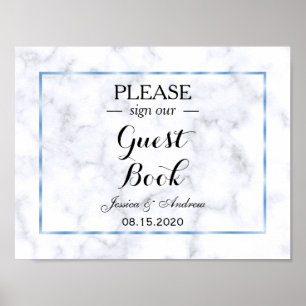 Affiches Mariage romantique Blue Marble