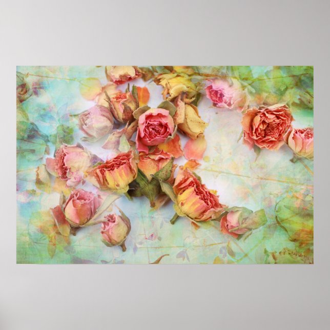 Affiches mariage rose vintage sec (Devant)