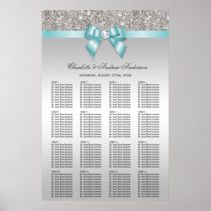 Affiches Mariage Siege Graphique Séquin Silver Bow Turquois