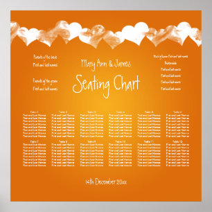 Affiches Mariage Sièges Graphique Grunge Coeurs Orange