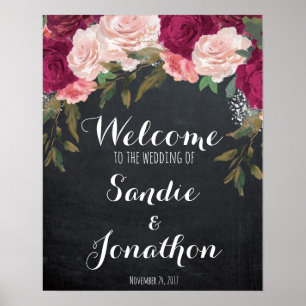 Affiches Mariage Signal de bienvenue chalkboard floristes b