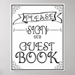 Affiches Mariage signe S'il vous plaît signer notre livre d