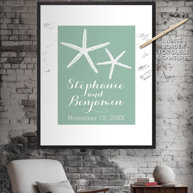 Affiches Mariage Starfish avec mariée personnalisée Groom e (Créateur téléchargé)