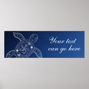 Affiches Mariage sur la plage bleue avec tortue de mer hawa