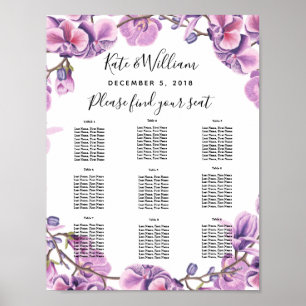 Affiches mariage violet floral Table plan parti/mariage