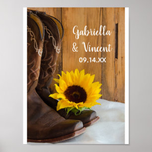 Affiches Mariage Western Country Sunflower
