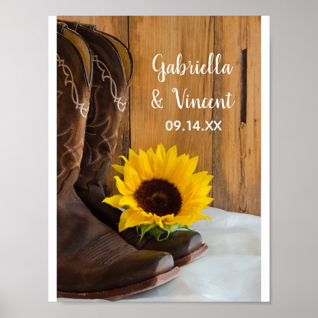 Affiches Mariage Western Country Sunflower (Devant)