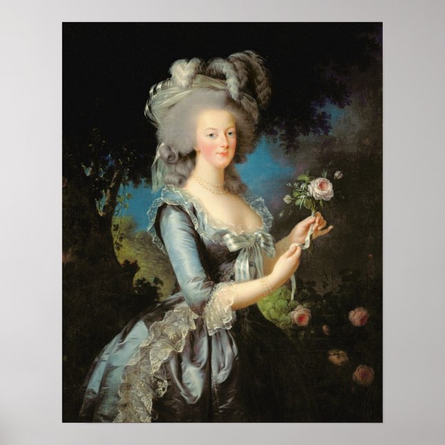 Affiches Marie Antoinette avec un Rose, 1783 (Devant)
