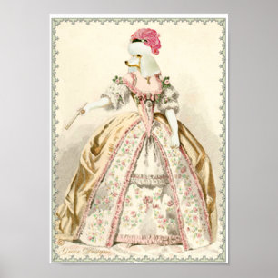 Affiches Marie Antoinette Costume de caniche blanc Imprimer
