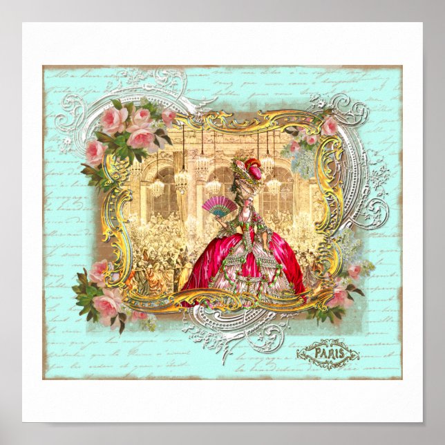 Affiches Marie Antoinette fête à Versailles à Aqua (Devant)