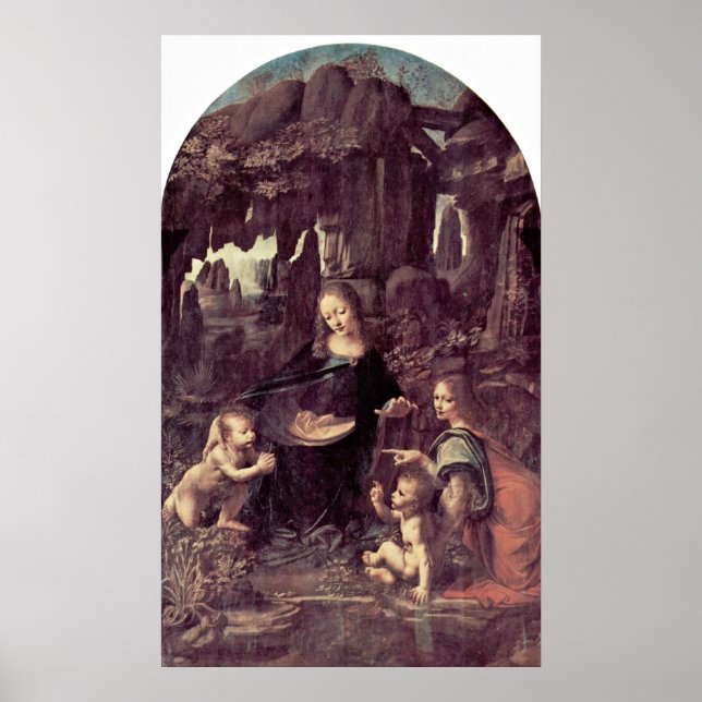 Affiches Marie, Christ enfant et ange par Léonard de Vinci (Devant)