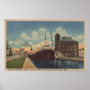 Affiches Marie, MI - vue de cargo laissant MacArthur