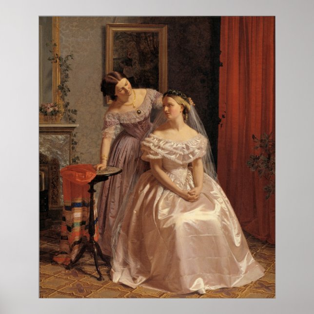 Affiches Mariée vintage, demoiselle d'honneur, femme de mén (Devant)