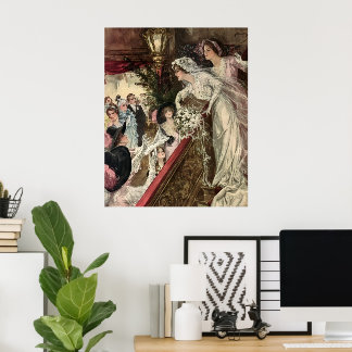 Affiches Mariés vintages, Mariée victorienne, Bouquet de ch
