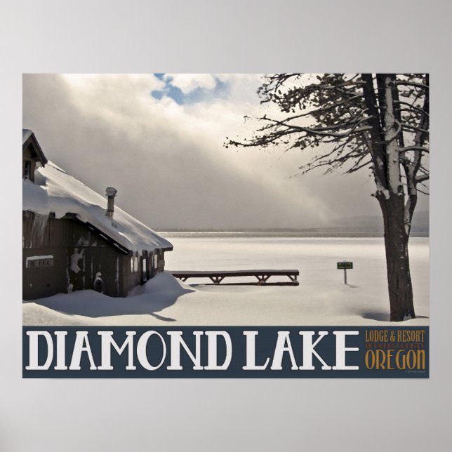 Affiches Marina d'hiver du lac Diamond - Pas de texte (Devant)