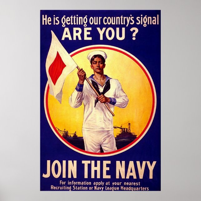 Affiches Marine américaine vintage ~ WW1 (Devant)