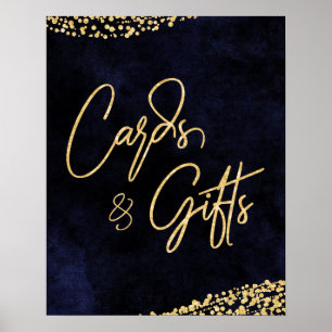Affiches Marine Aquarelle bleue & Gold Mariages Cartes et C