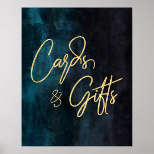 Affiches Marine Aquarelle bleue & Gold Mariages Cartes et C
