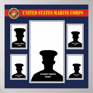 Affiches Marine Corps Photo Collage with USMC Seal