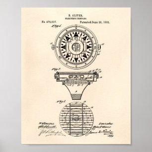 Affiches Mariner's Compass 1892 Brevet Art Vieux Poivre