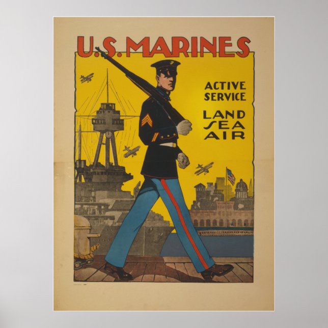 Affiches Marines des États-Unis. Service actif. Air marin t (Devant)