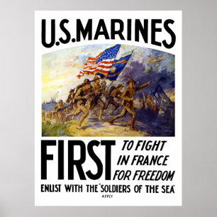Affiches Marines des USA -- Combattre d'abord en France